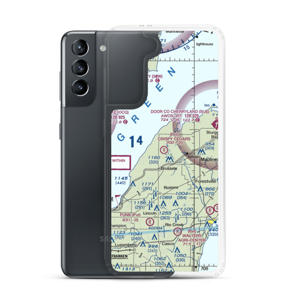 Crispy Cedars Airport (7WI8) VFR Sectional Samsung Case Samsung Galaxy S21 model shown