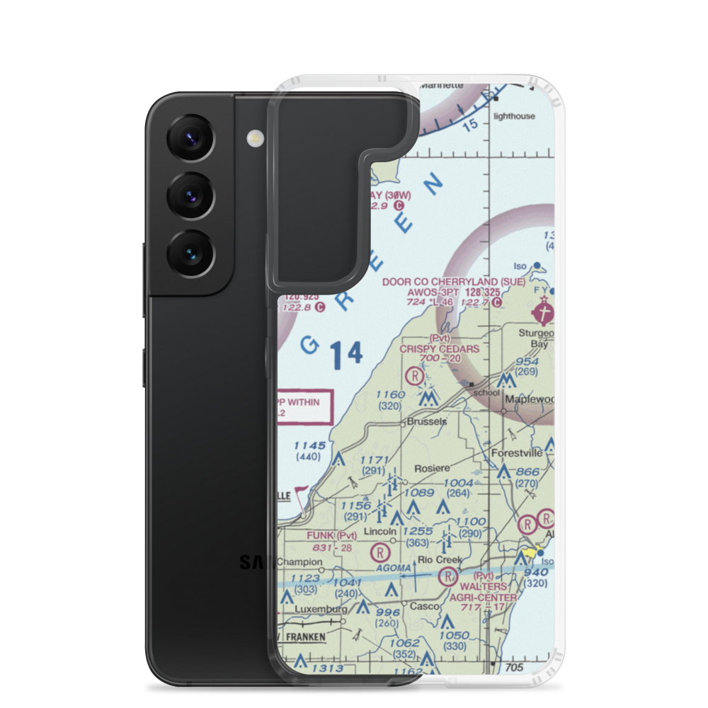 Crispy Cedars Airport (7WI8) VFR Sectional Samsung Case Samsung Galaxy S22 model shown