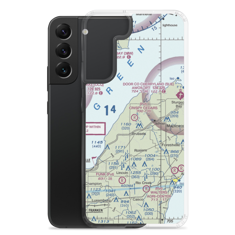 Crispy Cedars Airport (7WI8) VFR Sectional Samsung Case Samsung Galaxy S22 Plus model shown