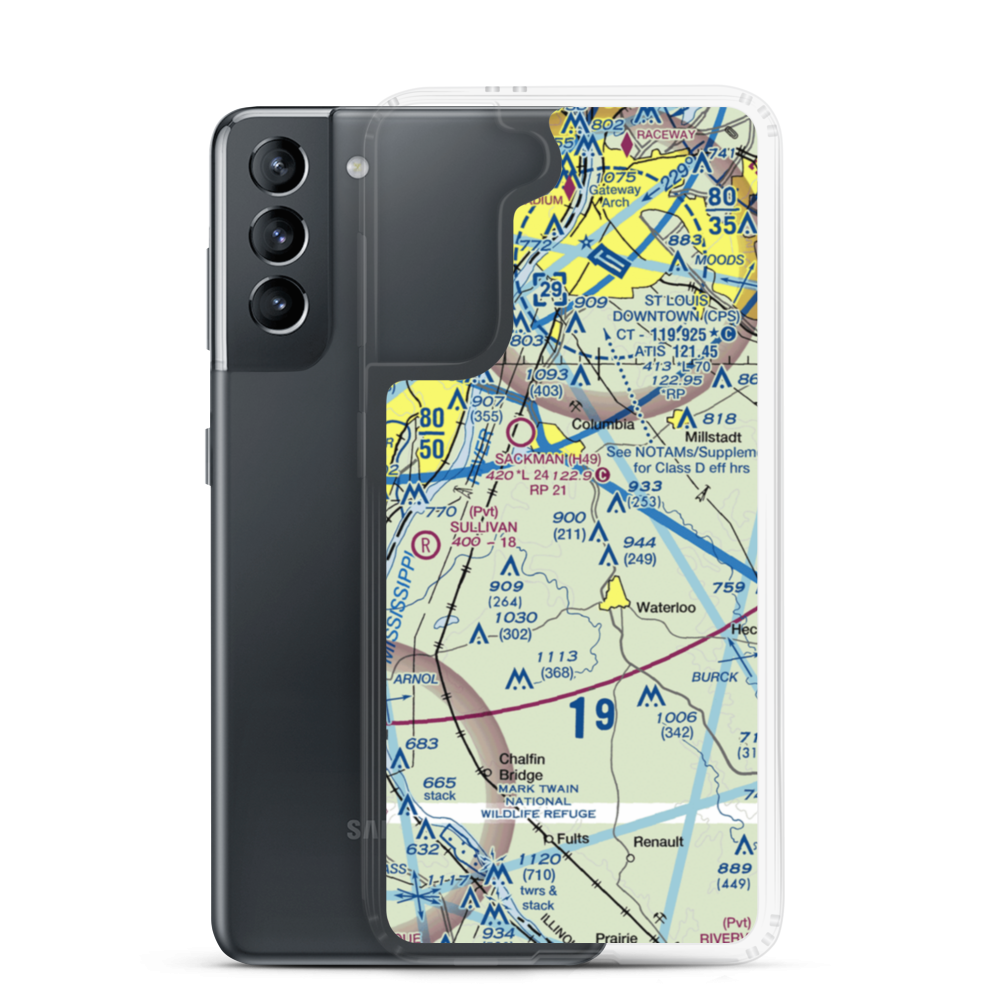 Crook Restricted Landing Area (IL18) VFR Sectional Samsung Case Samsung Galaxy S21 model shown