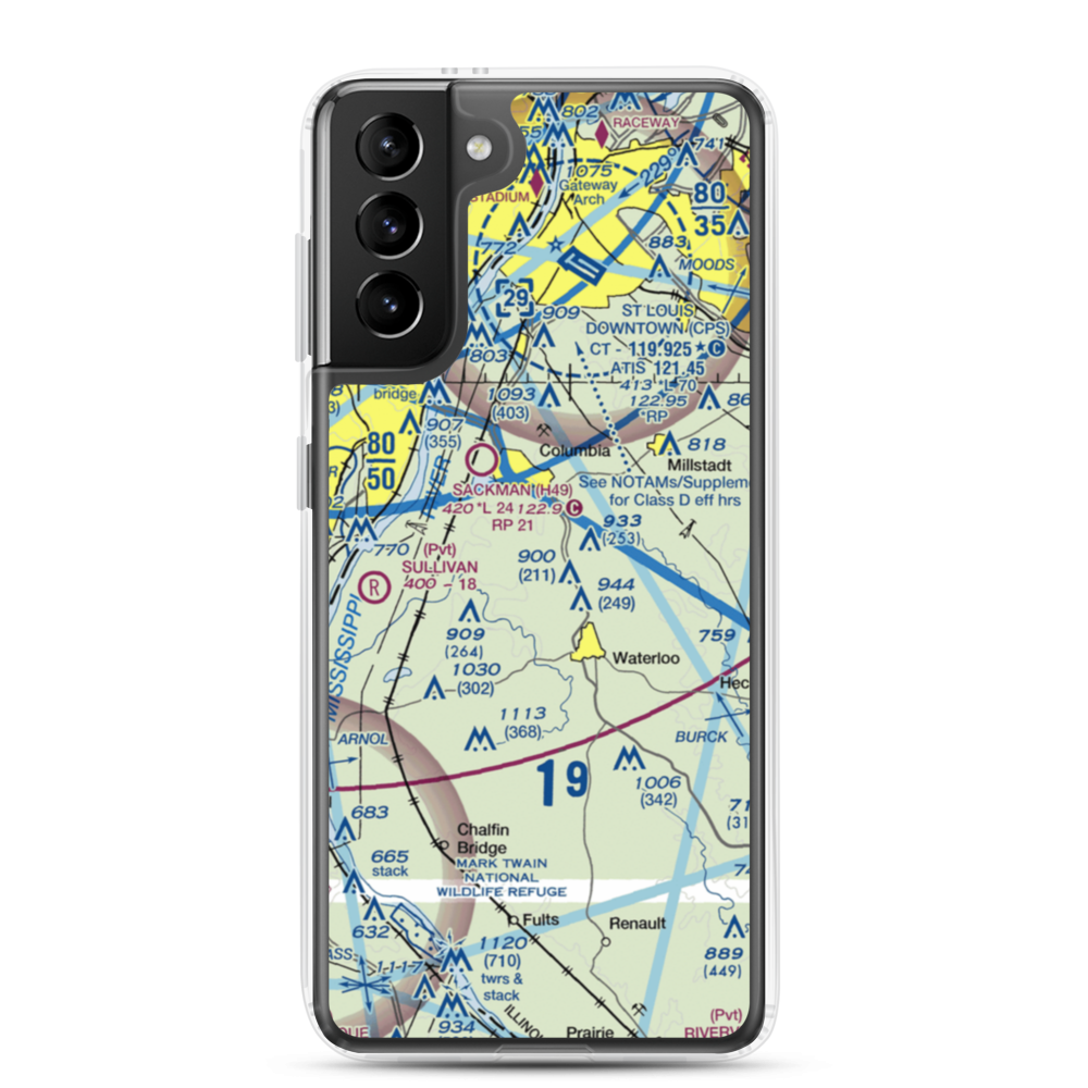 Crook Restricted Landing Area (IL18) VFR Sectional Samsung Case Samsung Galaxy S21 Plus model shown