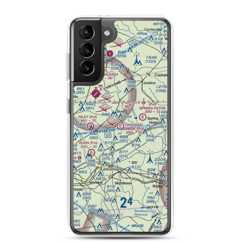 Crooked Creek Airport (7NC5) VFR Sectional Samsung Case Samsung Galaxy S21 Plus model shown