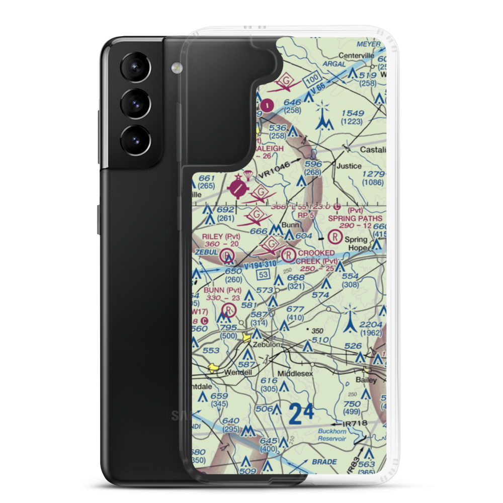 Crooked Creek Airport (7NC5) VFR Sectional Samsung Case Samsung Galaxy S21 Plus model shown