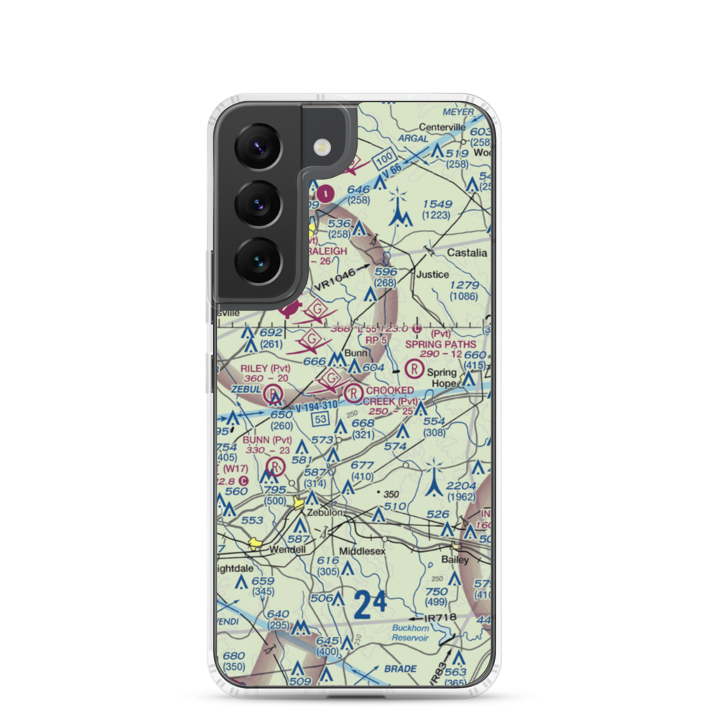 Crooked Creek Airport (7NC5) VFR Sectional Samsung Case Samsung Galaxy S22 model shown