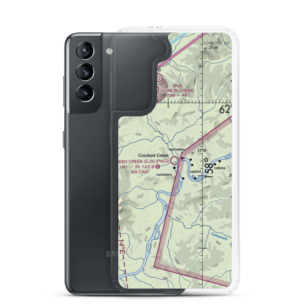 Crooked Creek Airport (CJX) VFR Sectional Samsung Case Samsung Galaxy S21 model shown