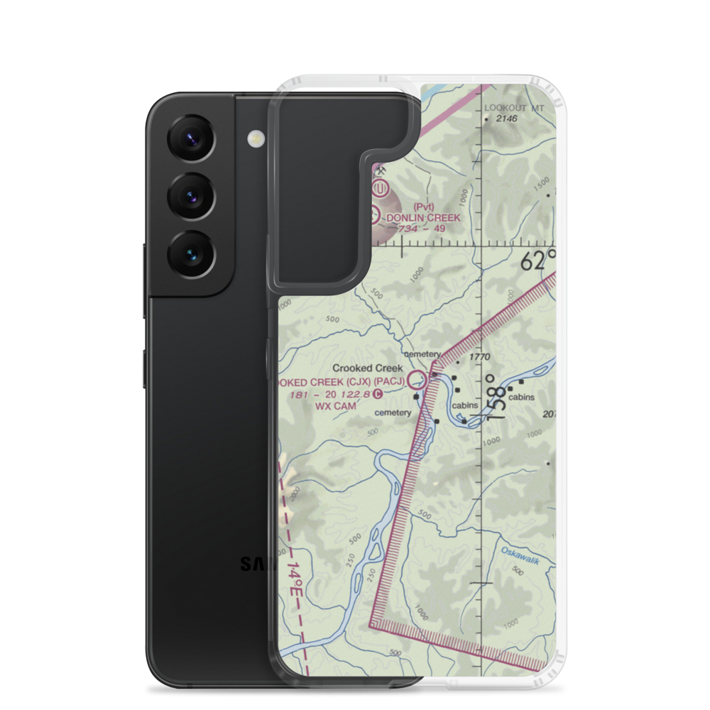 Crooked Creek Airport (CJX) VFR Sectional Samsung Case Samsung Galaxy S22 model shown