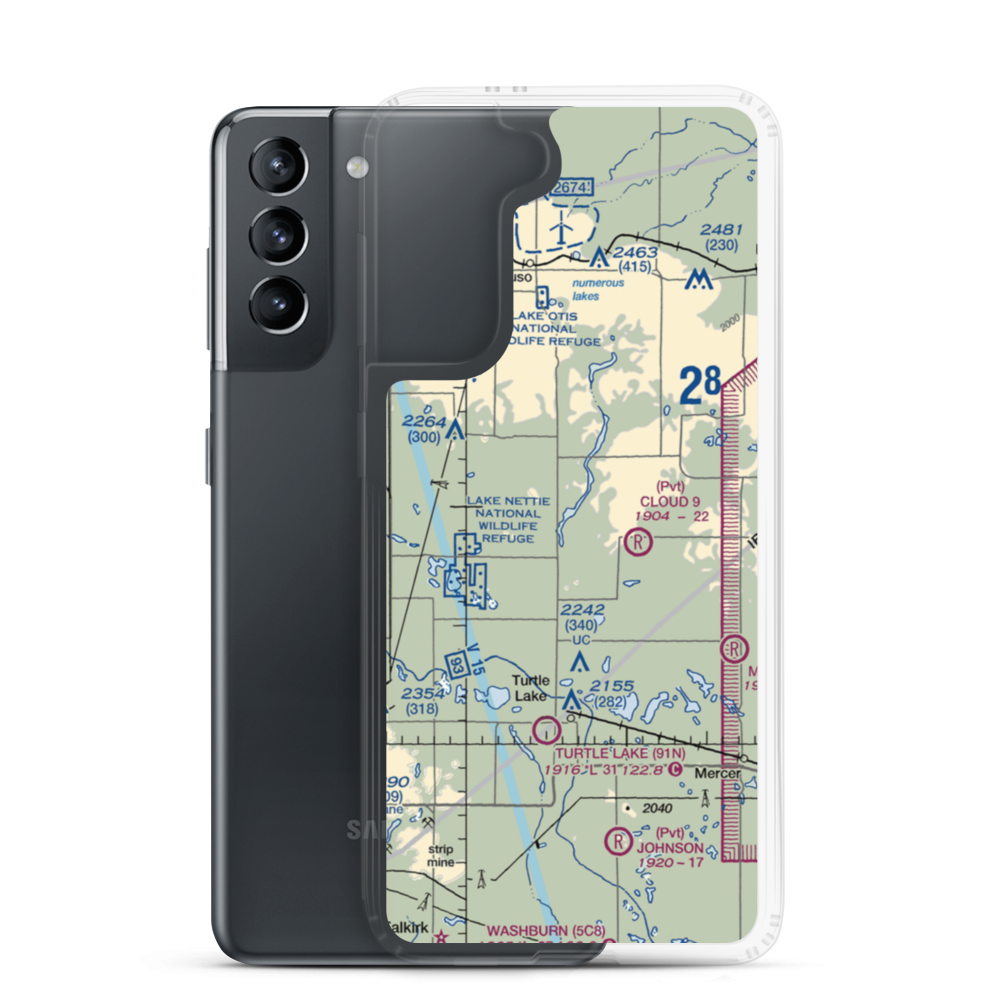 Crooked Lake Airstrip (20ND) VFR Sectional Samsung Case Samsung Galaxy S21 model shown