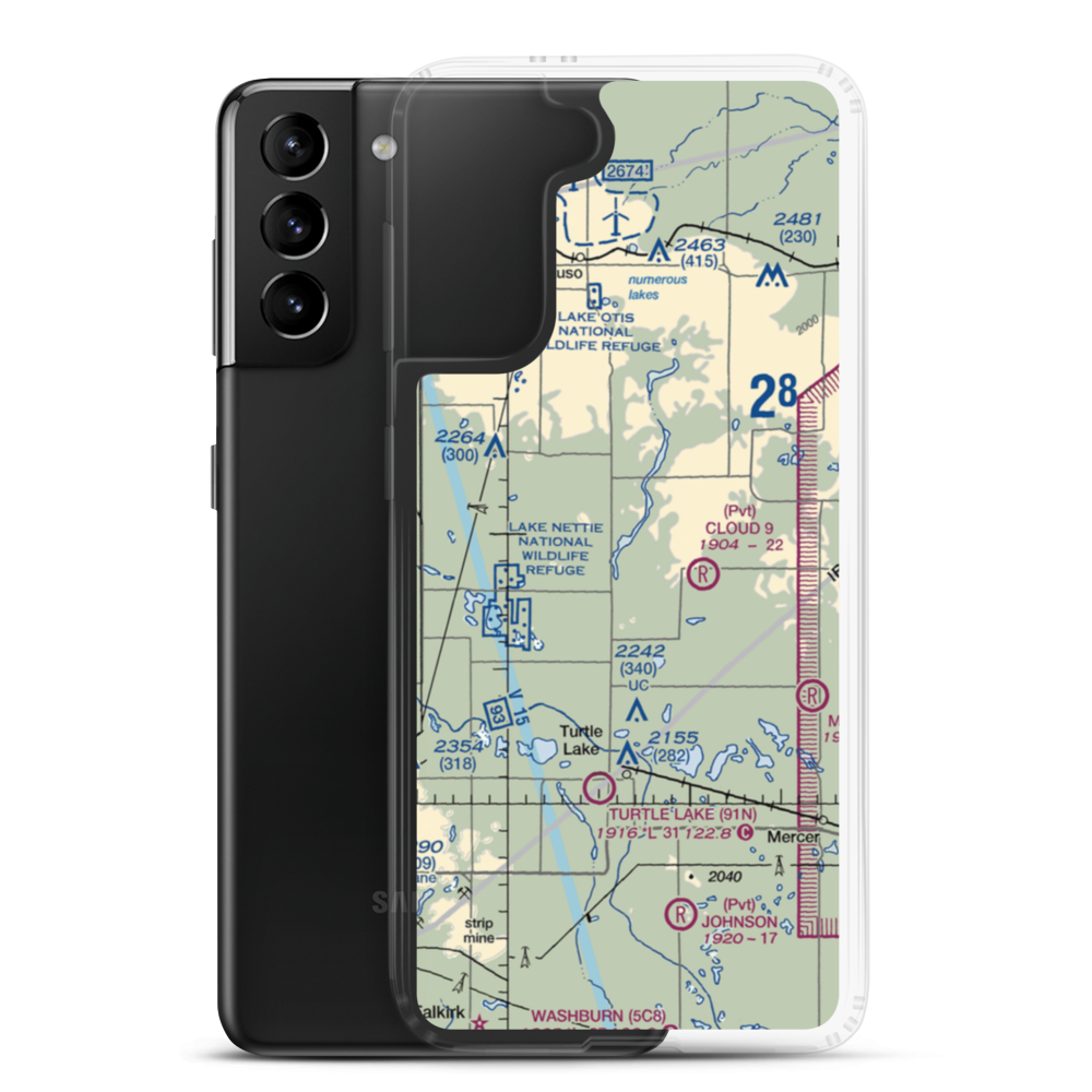 Crooked Lake Airstrip (20ND) VFR Sectional Samsung Case Samsung Galaxy S21 Plus model shown