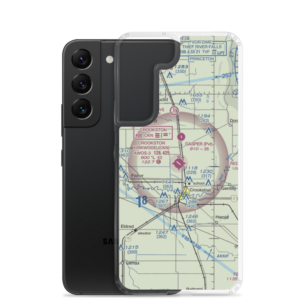 Crookston Municipal Kirkwood Field (CKN) VFR Sectional Samsung Case Samsung Galaxy S22 model shown