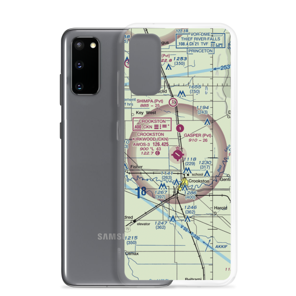 Crookston Municipal Kirkwood Field (CKN) VFR Sectional Samsung Case Samsung Galaxy S20 model shown
