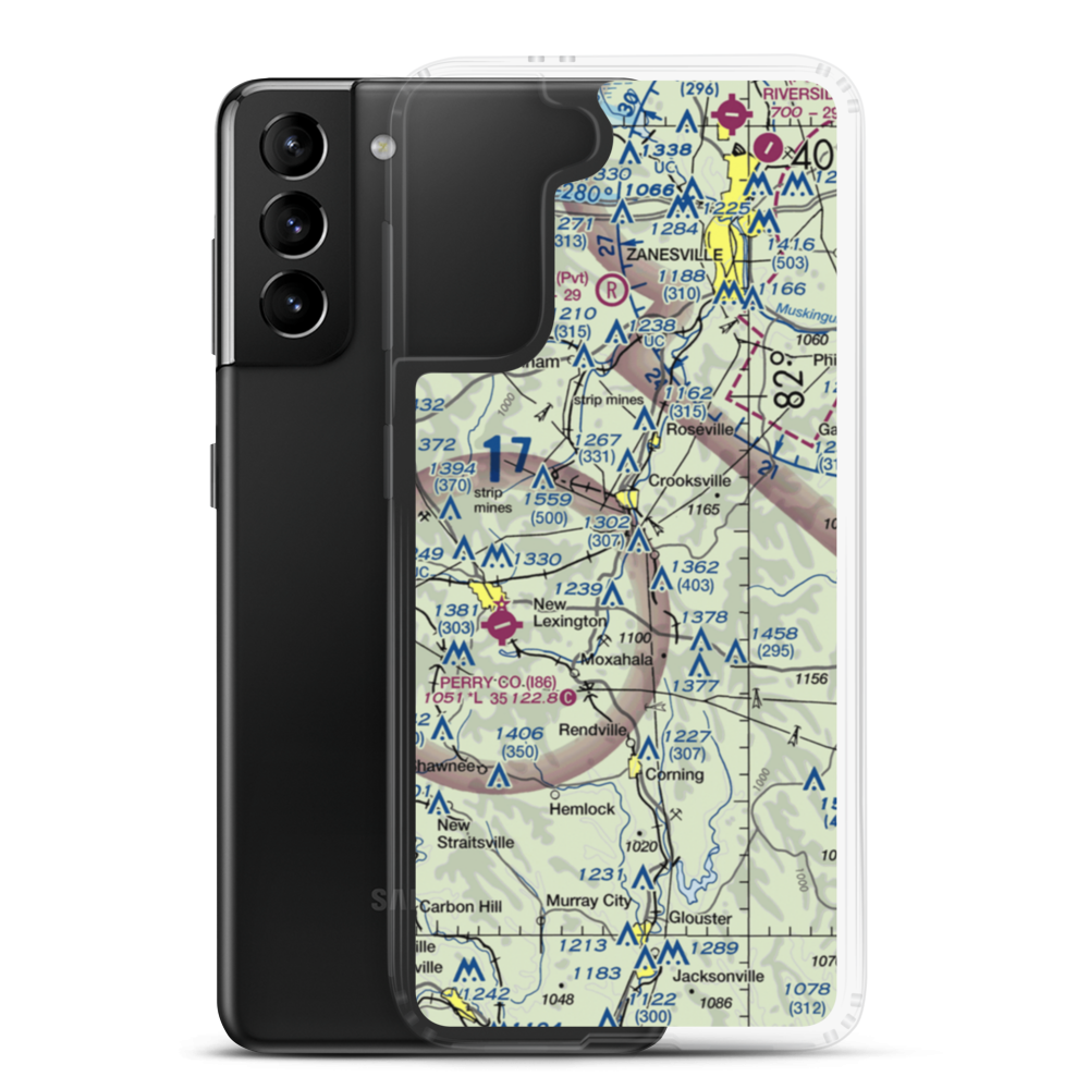 Crooksville Airport (I84) VFR Sectional Samsung Case Samsung Galaxy S21 Plus model shown