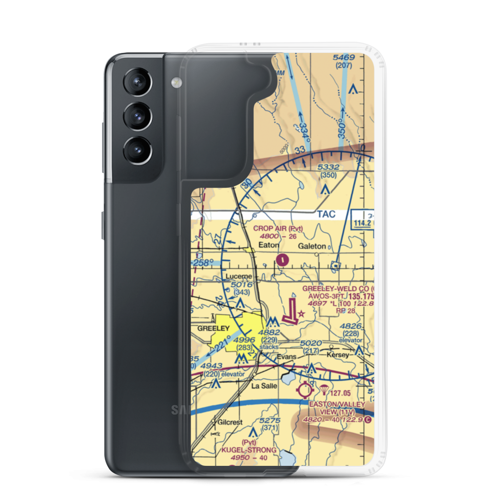 Crop Air Inc Airport (CO48) VFR Sectional Samsung Case Samsung Galaxy S21 model shown
