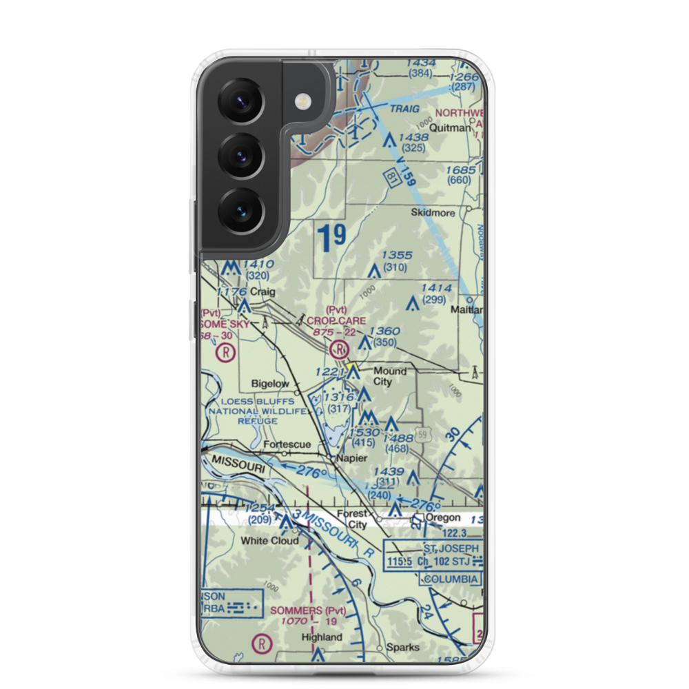 Crop Care Airport (4MO7) VFR Sectional Samsung Case Samsung Galaxy S22 Plus model shown