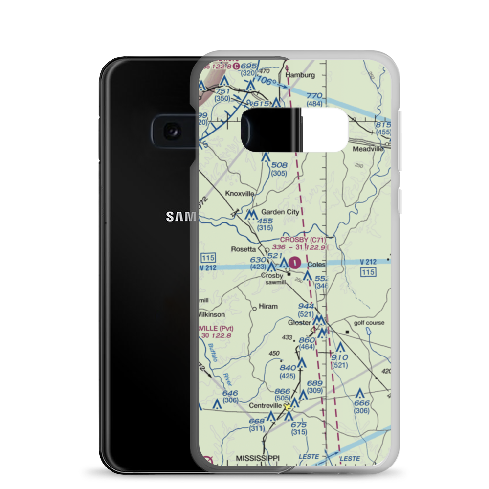 Crosby Municipal Airport (C71) VFR Sectional Samsung Case Samsung Galaxy S10e model shown