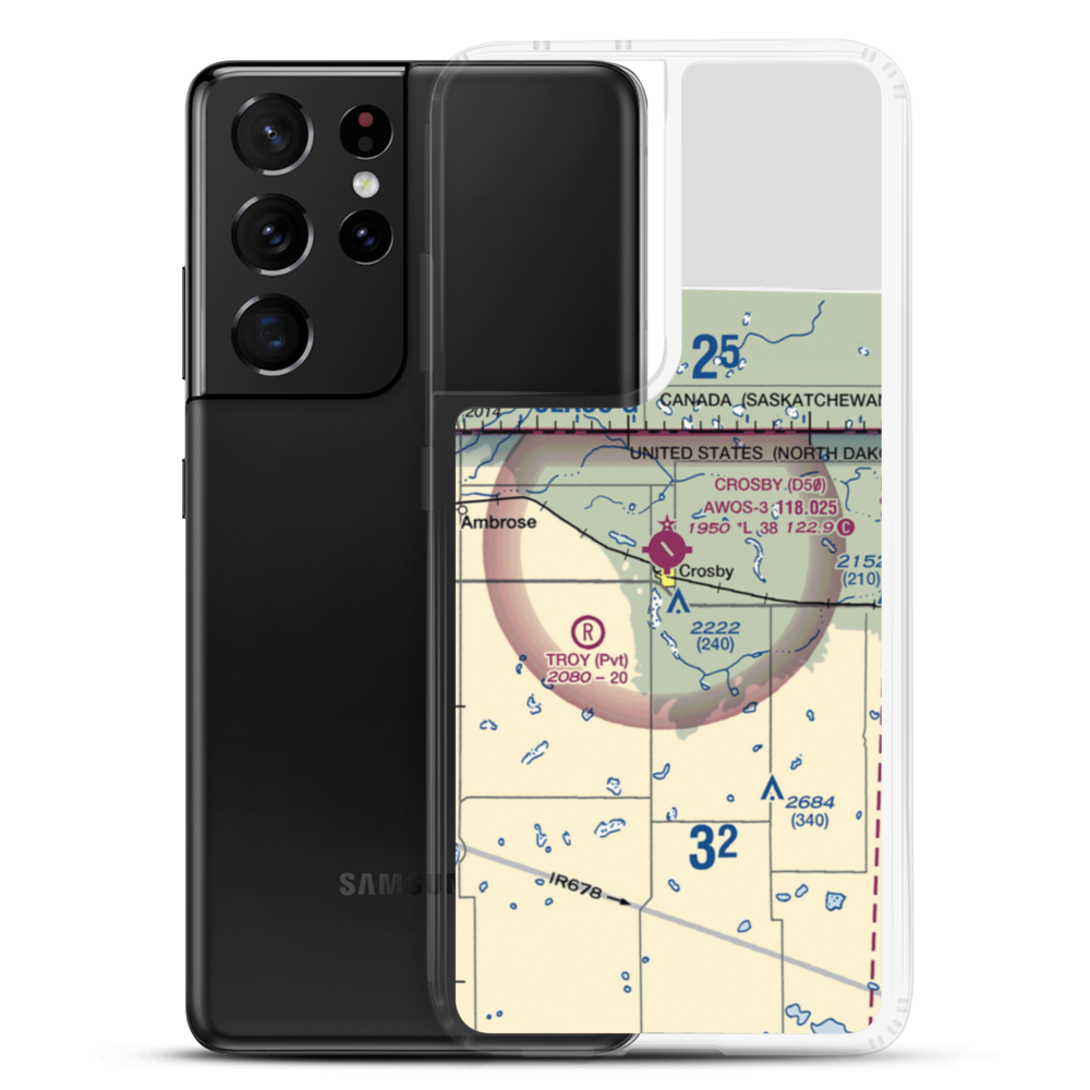 Crosby Municipal Airport (D50) VFR Sectional Samsung Case Samsung Galaxy S21 Ultra model shown