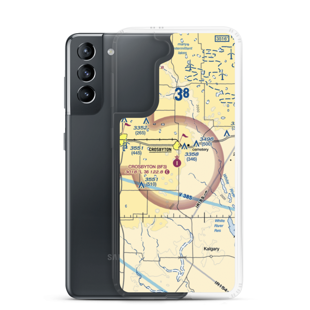 Crosbyton Municipal Airport (8F3) VFR Sectional Samsung Case Samsung Galaxy S21 model shown