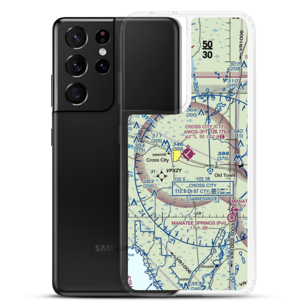 Cross City Airport (CTY) VFR Sectional Samsung Case Samsung Galaxy S21 Ultra model shown