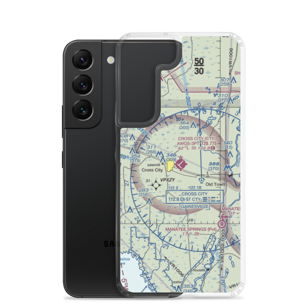 Cross City Airport (CTY) VFR Sectional Samsung Case Samsung Galaxy S22 model shown
