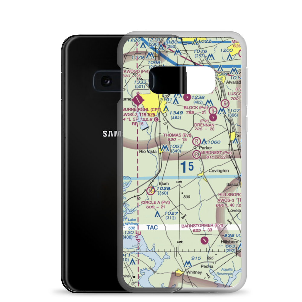 Cross Wind Acres Airport (TE47) VFR Sectional Samsung Case Samsung Galaxy S10e model shown
