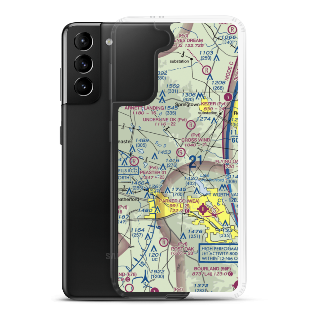 Cross Wind Airport (08TX) VFR Sectional Samsung Case Samsung Galaxy S21 Plus model shown