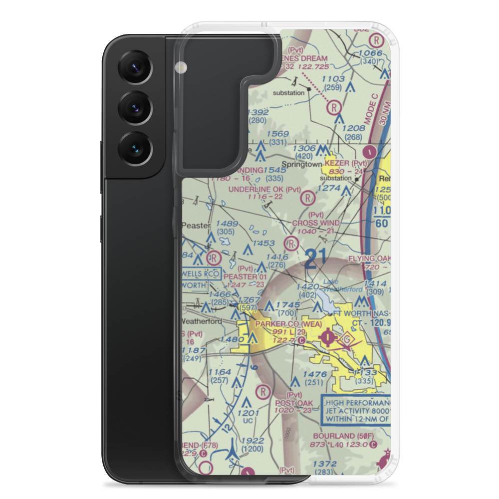 Cross Wind Airport (08TX) VFR Sectional Samsung Case Samsung Galaxy S22 Plus model shown