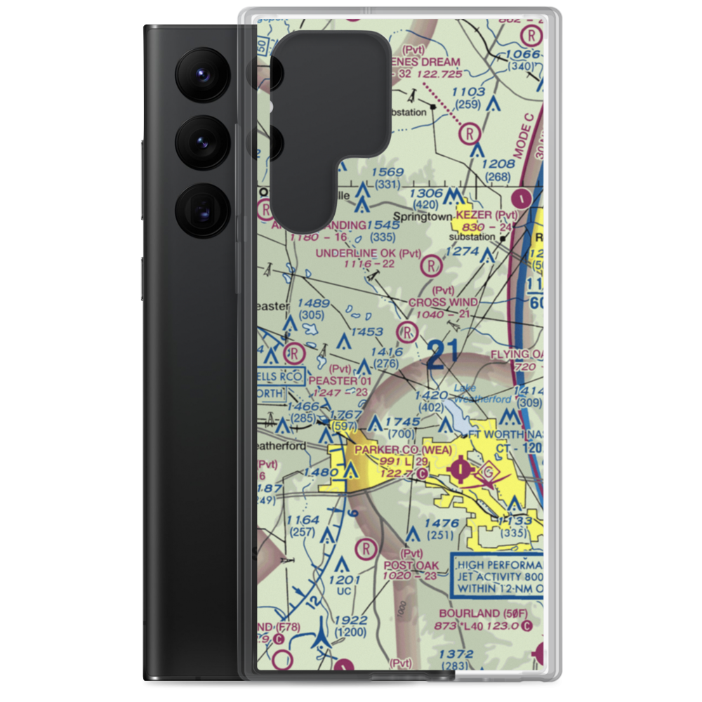 Cross Wind Airport (08TX) VFR Sectional Samsung Case Samsung Galaxy S22 Ultra model shown