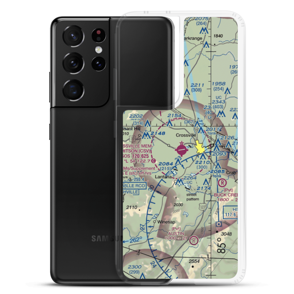 Crossville Memorial Whitson Field (CSV) VFR Sectional Samsung Case Samsung Galaxy S21 Ultra model shown