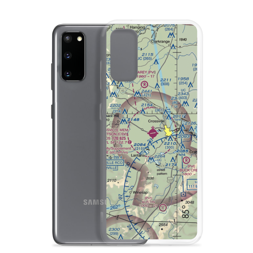 Crossville Memorial Whitson Field (CSV) VFR Sectional Samsung Case Samsung Galaxy S20 model shown