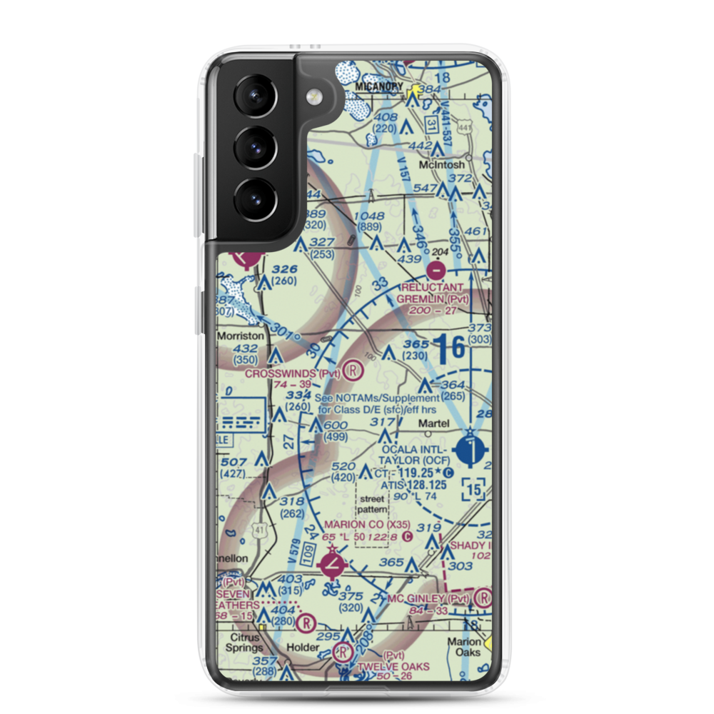 Crosswind Farm Airport (FL19) VFR Sectional Samsung Case Samsung Galaxy S21 Plus model shown