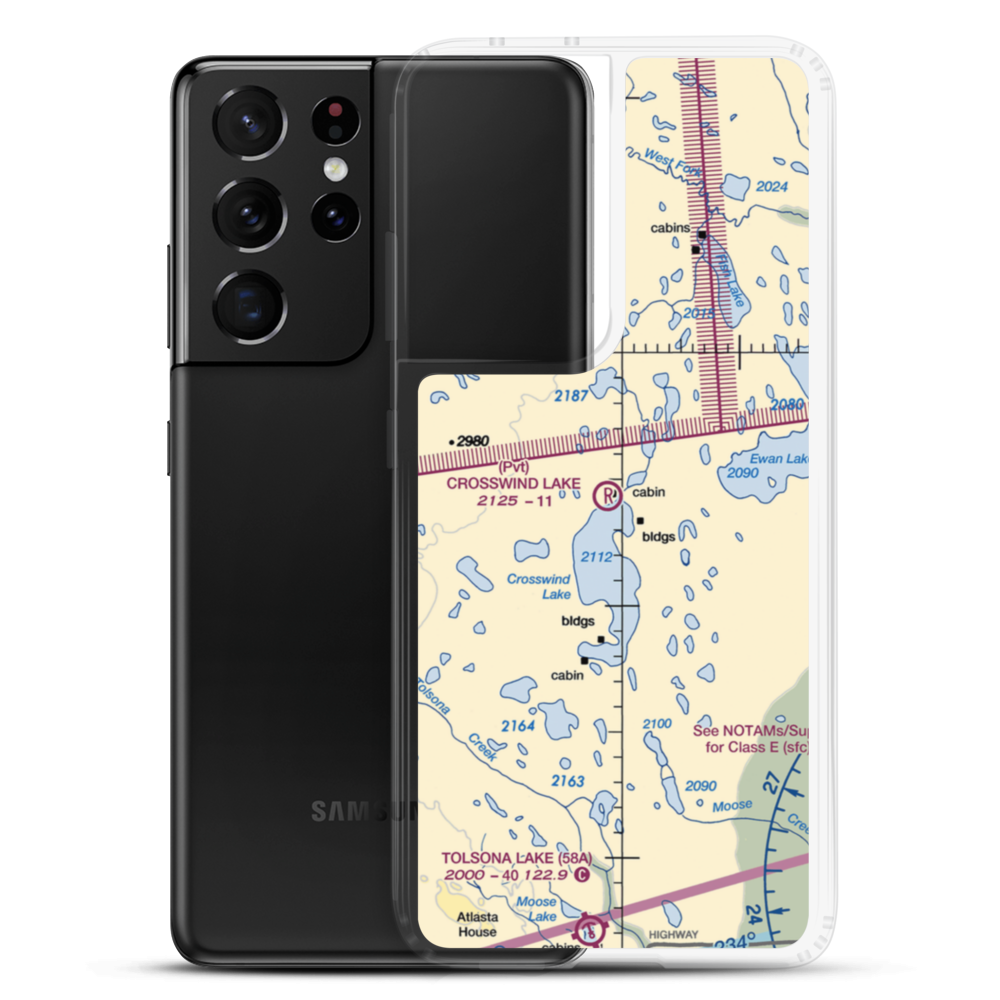 Crosswind Lake Airport (1AK2) VFR Sectional Samsung Case Samsung Galaxy S21 Ultra model shown