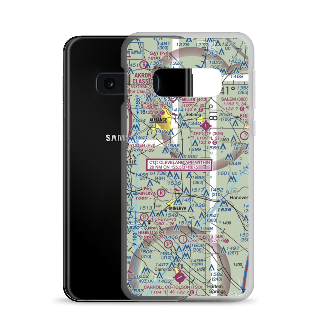 Crosswind Meadows Airport (39OH) VFR Sectional Samsung Case Samsung Galaxy S10e model shown
