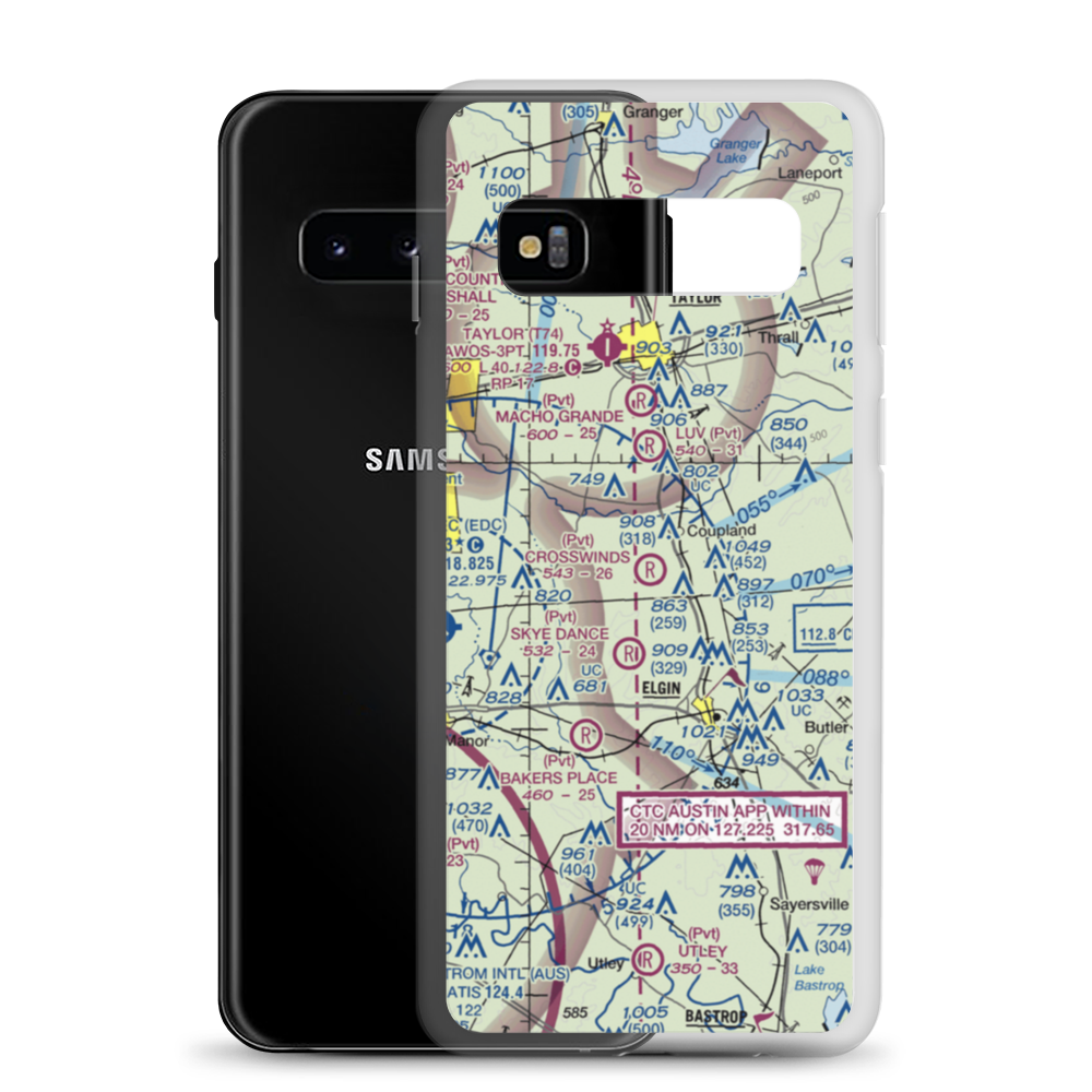 Crosswinds Airfield (TE96) VFR Sectional Samsung Case Samsung Galaxy S10 model shown