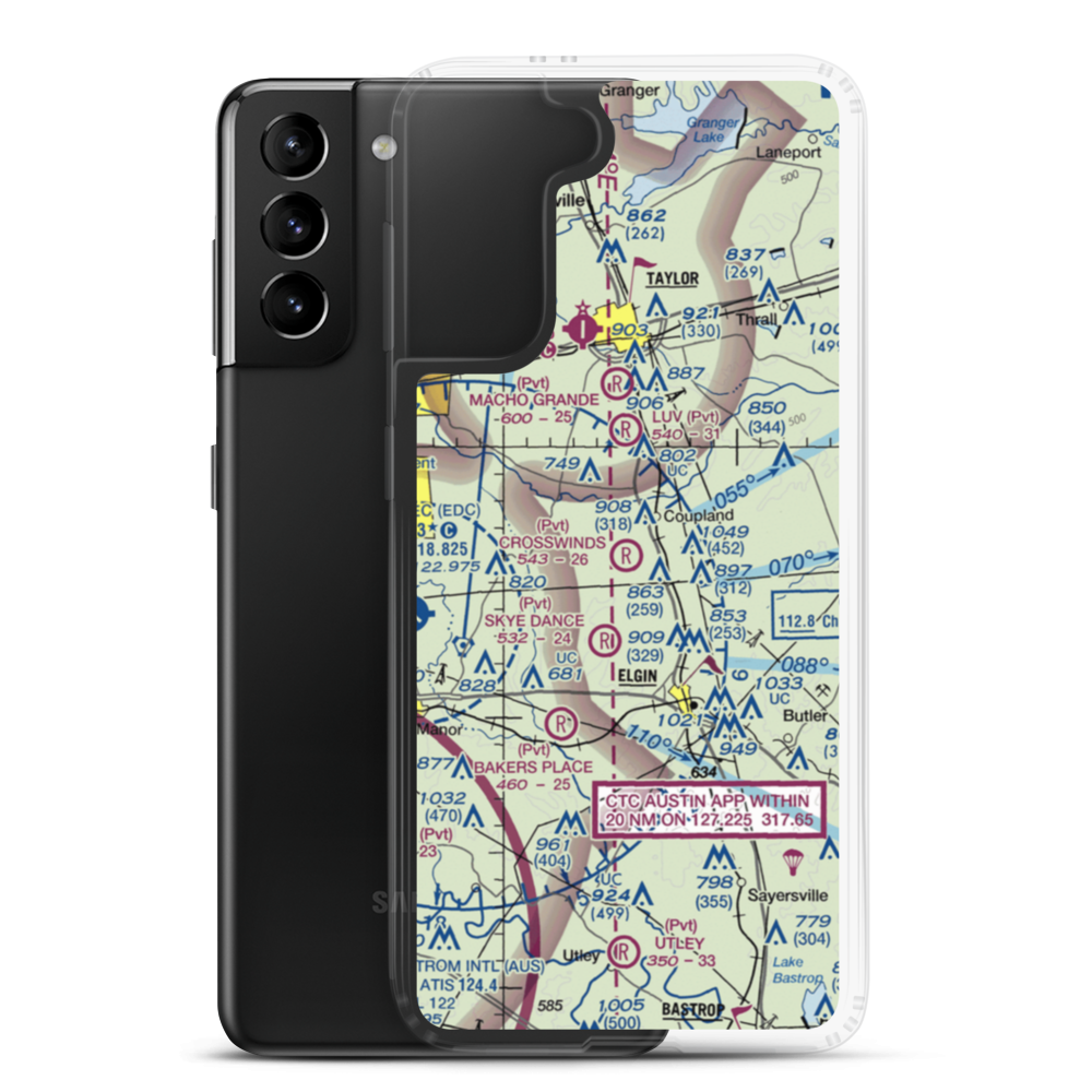 Crosswinds Airfield (TE96) VFR Sectional Samsung Case Samsung Galaxy S21 Plus model shown