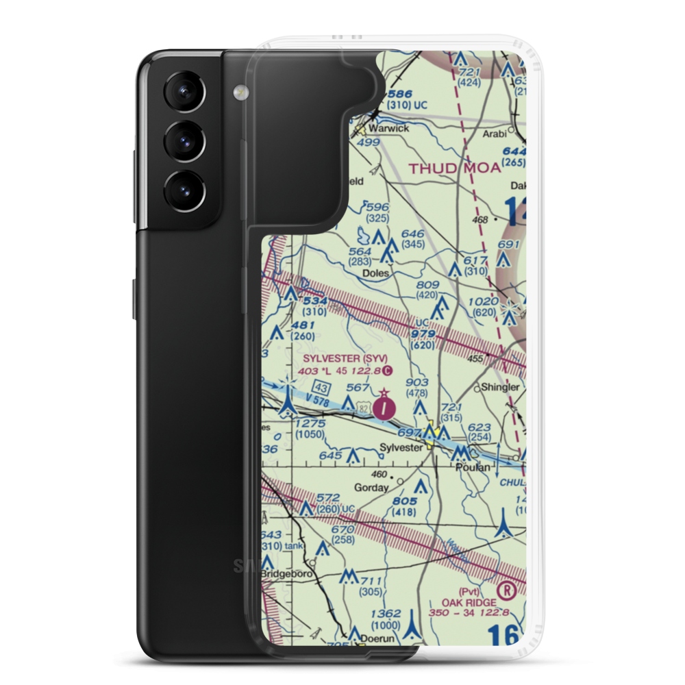 Crowe Airport (GA42) VFR Sectional Samsung Case Samsung Galaxy S21 Plus model shown