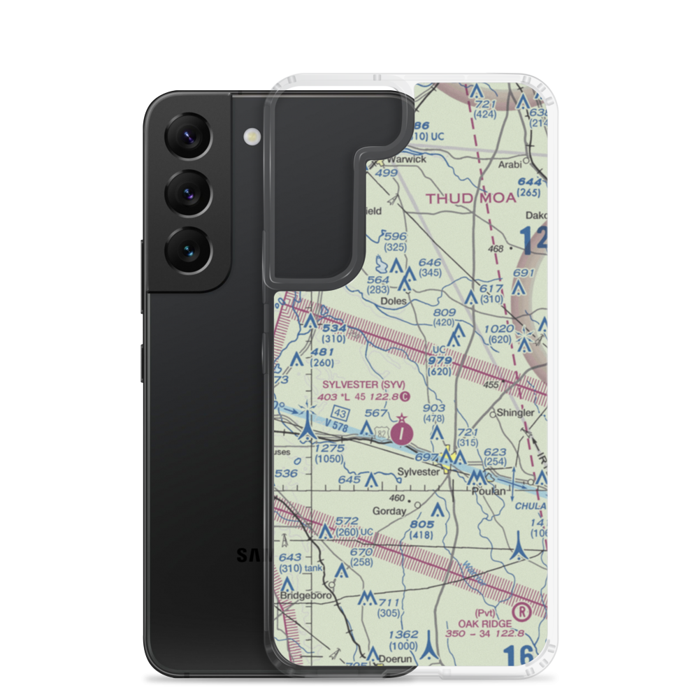 Crowe Airport (GA42) VFR Sectional Samsung Case Samsung Galaxy S22 model shown