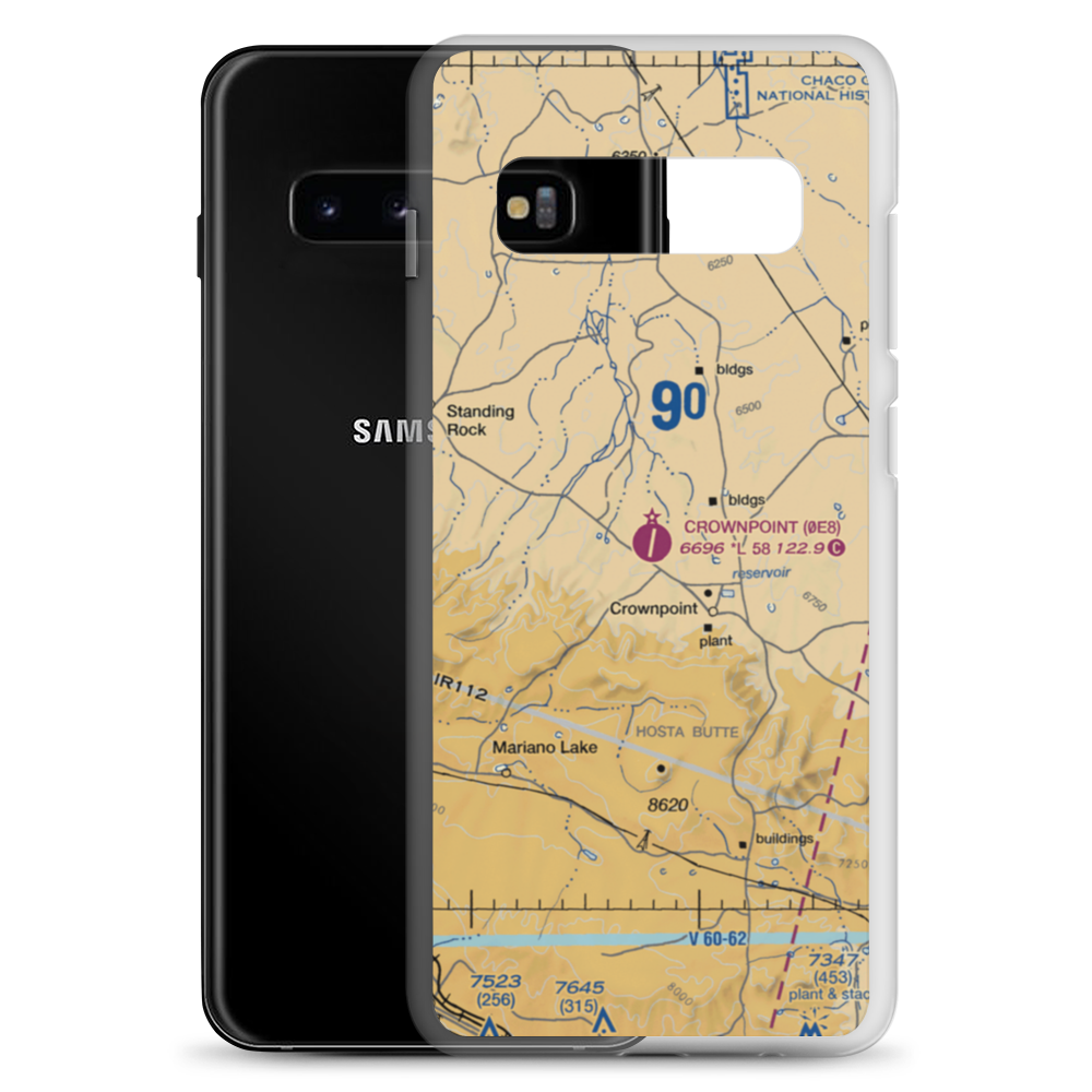 Crownpoint Airport (0E8) VFR Sectional Samsung Case Samsung Galaxy S10+ model shown