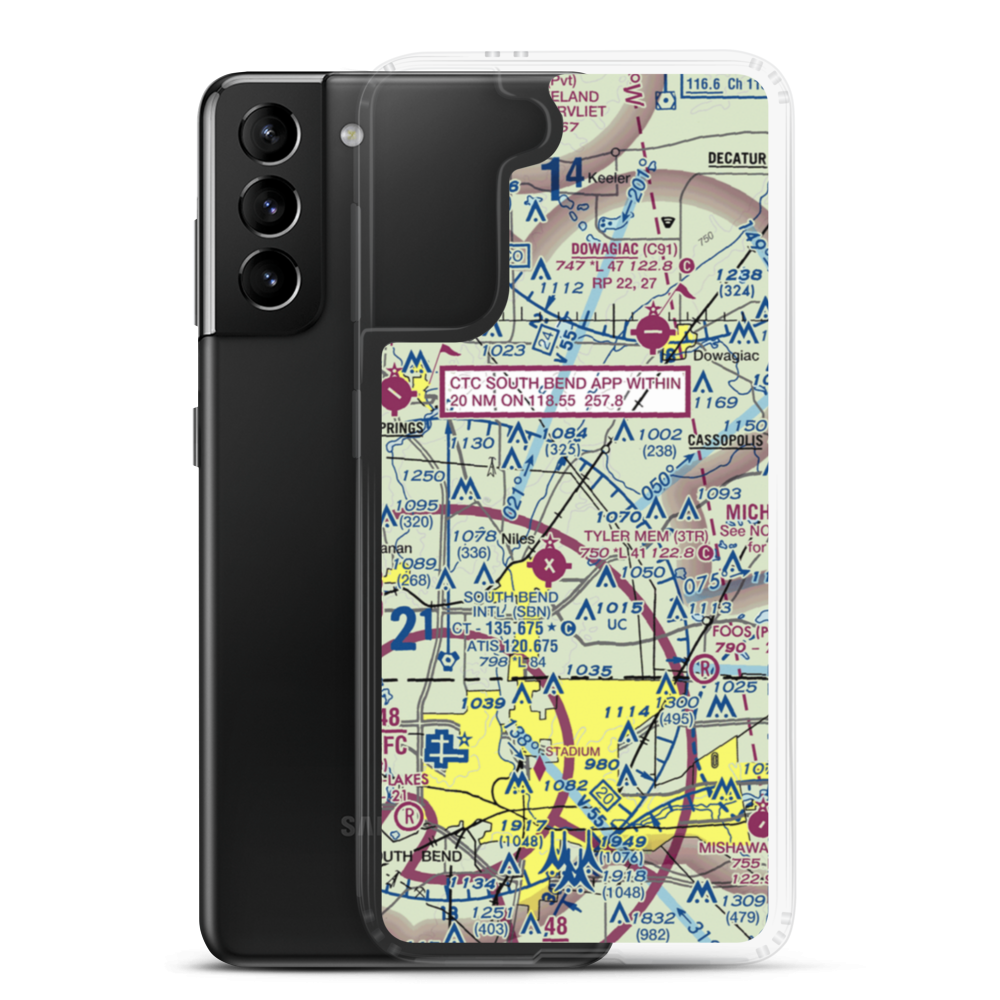 Crump Airport (MI22) VFR Sectional Samsung Case Samsung Galaxy S21 Plus model shown