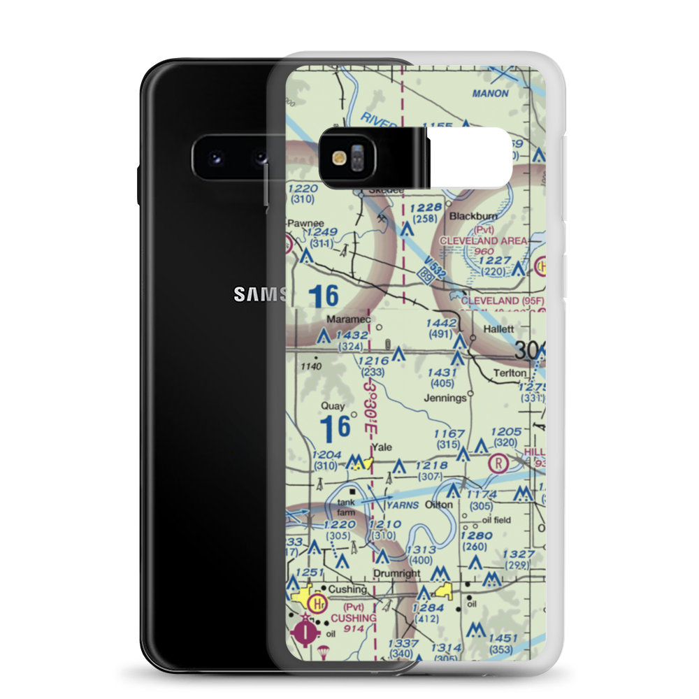 Crystal Airport (0OK9) VFR Sectional Samsung Case Samsung Galaxy S10 model shown