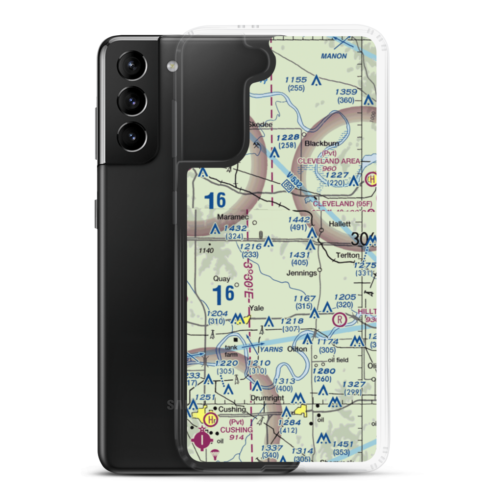 Crystal Airport (0OK9) VFR Sectional Samsung Case Samsung Galaxy S21 Plus model shown