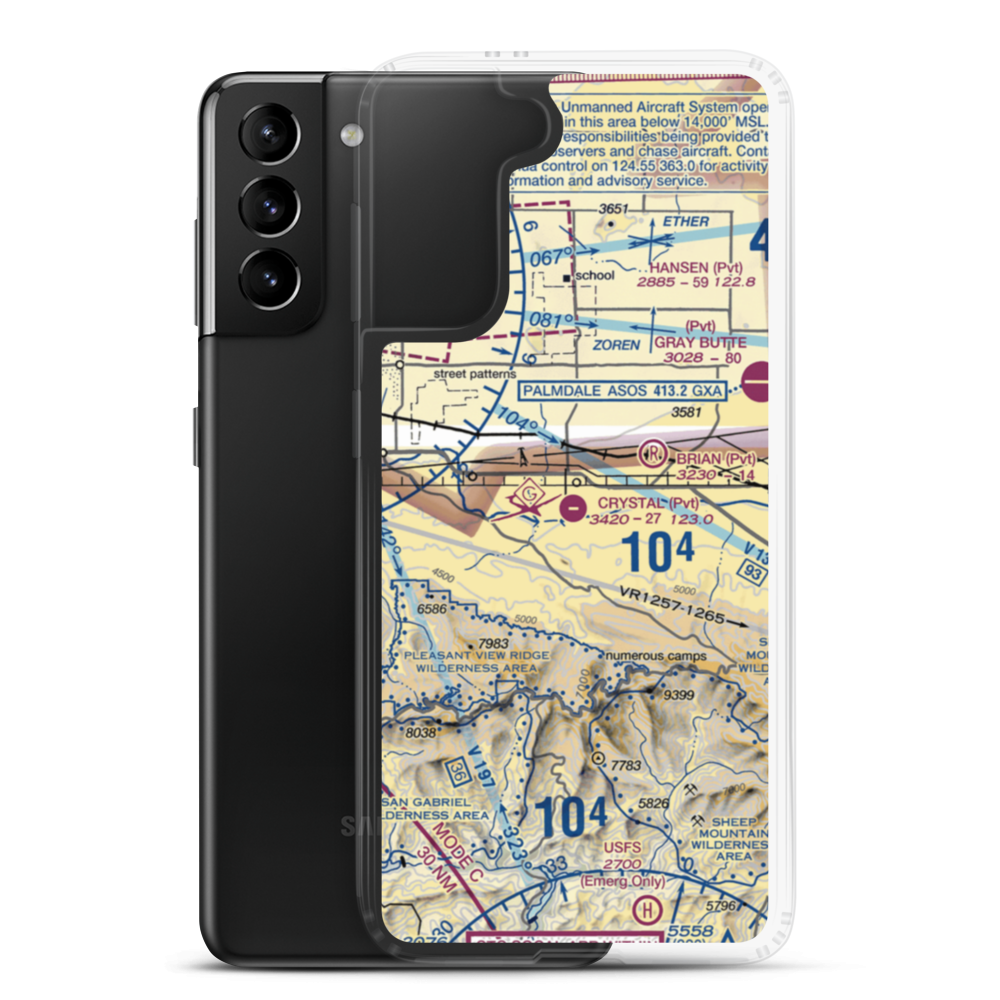 Crystal Airport (46CN) VFR Sectional Samsung Case Samsung Galaxy S21 Plus model shown