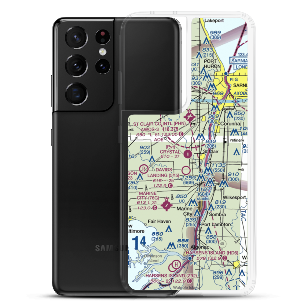 Crystal Airport (MI41) VFR Sectional Samsung Case Samsung Galaxy S21 Ultra model shown