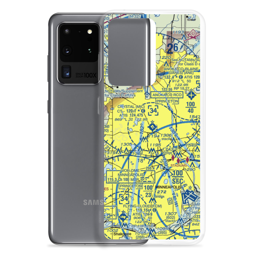 Crystal Airport (MIC) VFR Sectional Samsung Case Samsung Galaxy S20 Ultra model shown