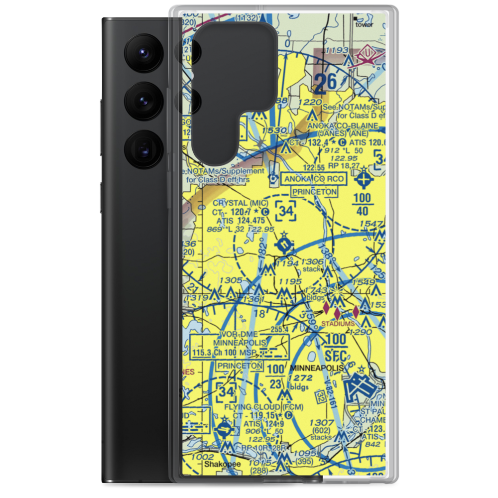 Crystal Airport (MIC) VFR Sectional Samsung Case Samsung Galaxy S22 Ultra model shown