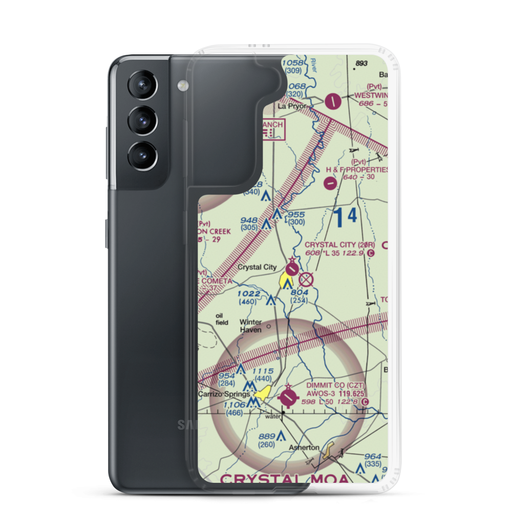 Crystal City Municipal Airport (20R) VFR Sectional Samsung Case Samsung Galaxy S21 model shown