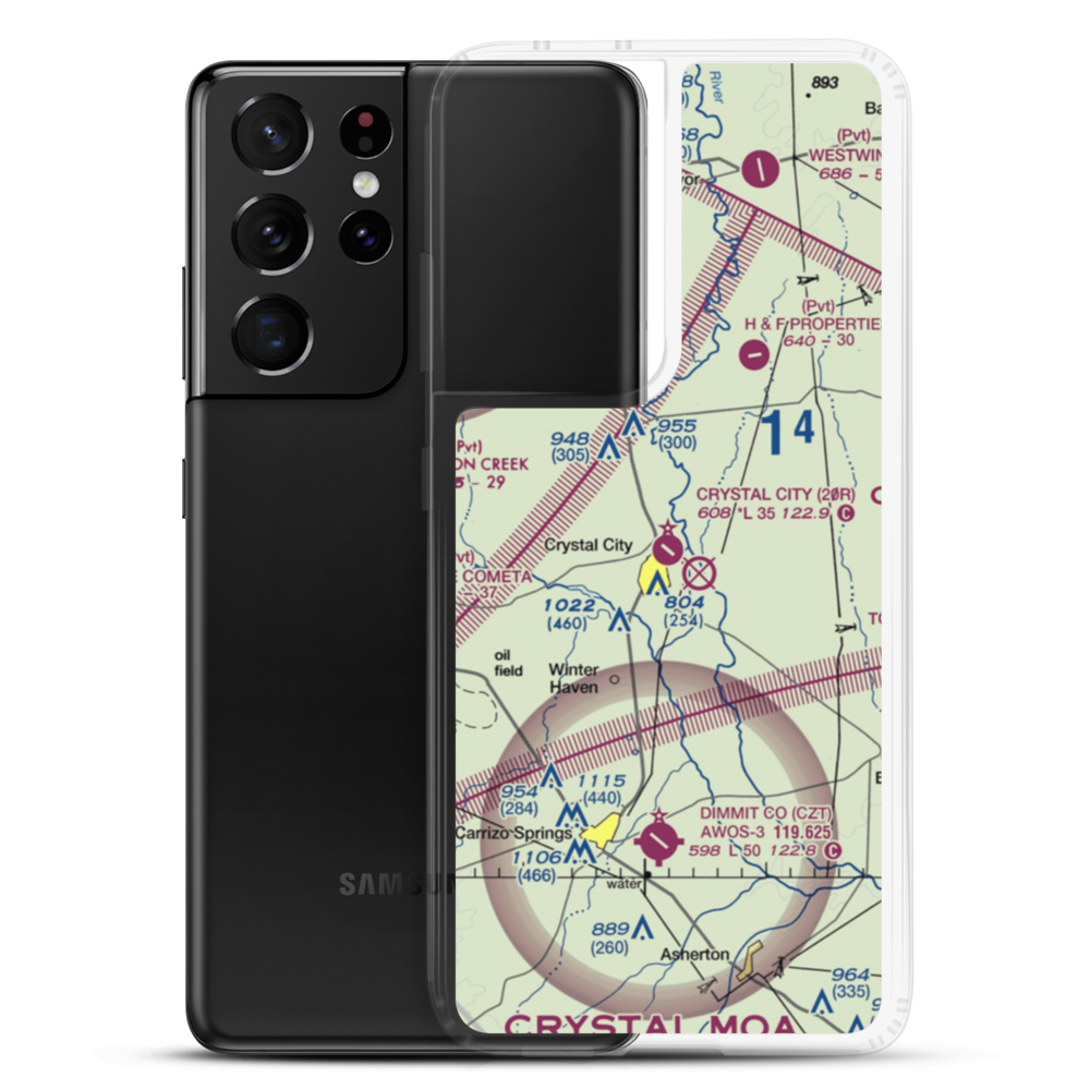 Crystal City Municipal Airport (20R) VFR Sectional Samsung Case Samsung Galaxy S21 Ultra model shown
