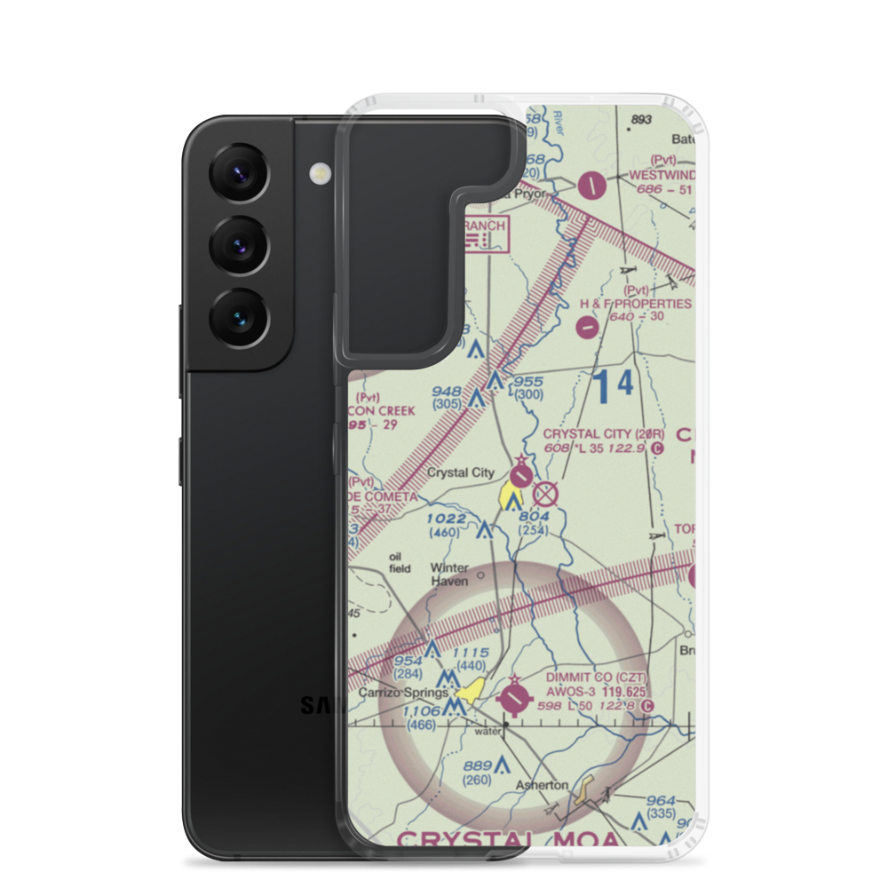 Crystal City Municipal Airport (20R) VFR Sectional Samsung Case Samsung Galaxy S22 model shown