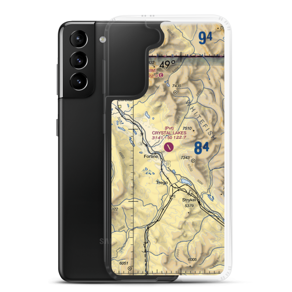 Crystal Lakes Resort Airport (01MT) VFR Sectional Samsung Case Samsung Galaxy S21 Plus model shown