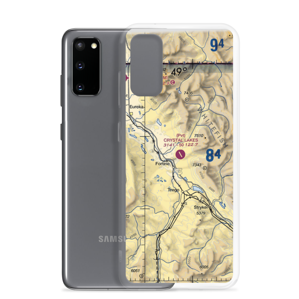 Crystal Lakes Resort Airport (01MT) VFR Sectional Samsung Case Samsung Galaxy S20 model shown