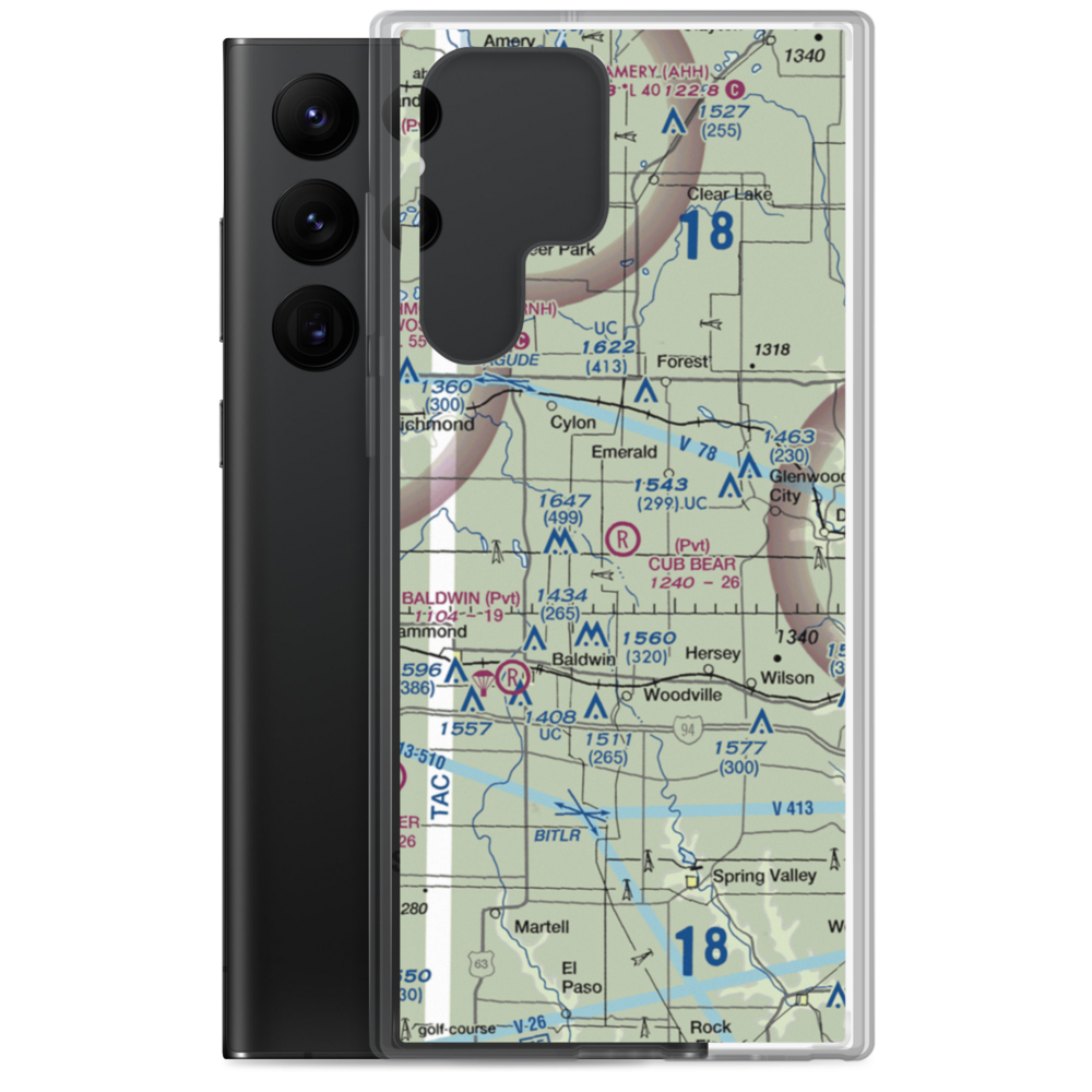 Cub Bear Airport (85WI) VFR Sectional Samsung Case Samsung Galaxy S22 Ultra model shown