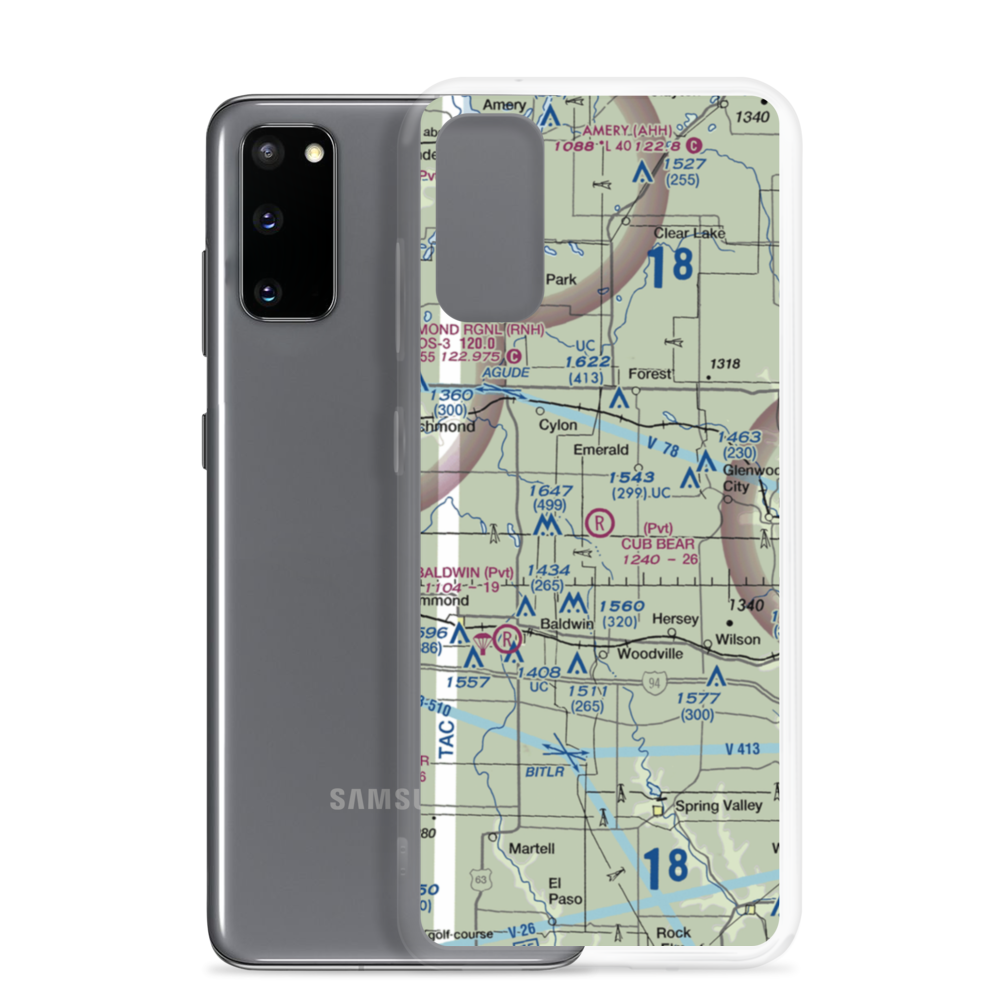 Cub Bear Airport (85WI) VFR Sectional Samsung Case Samsung Galaxy S20 model shown